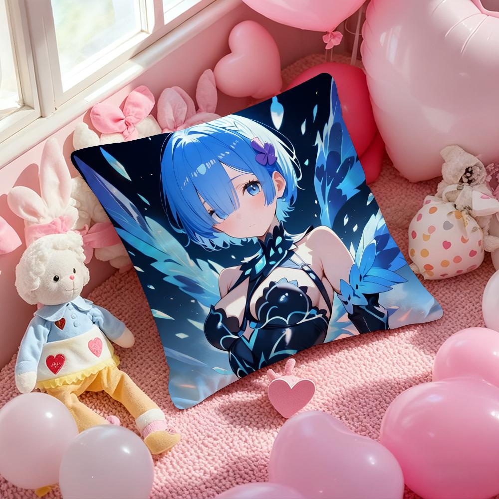 ReLife different world zero Rem Cushion Cover Pattern Printed Pillowcase for Living Room Sofa Cushion Cover & Bedroom Decor