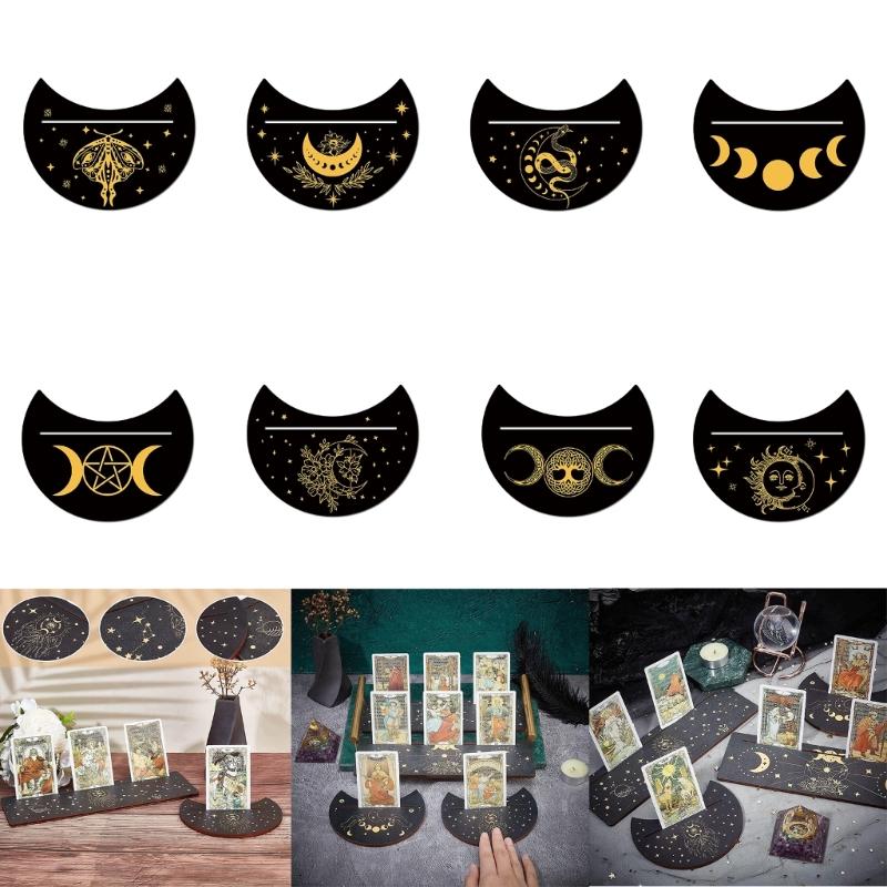 Witchcraft Supplies Wood Cards Stand Holder Moon Phases Tarot Altar Stand Holder Witch Divinations Tarots Display Base