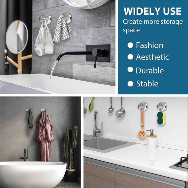 A96K-2PCS Suction Cup Hooks For Shower, Wall Suction Cup Hooks No-Drill Hooks For Bathrooms Wall, Glass Door, Mirror