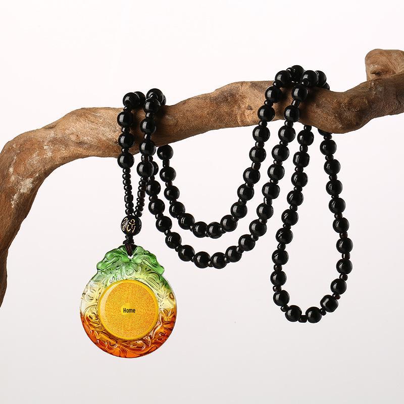 'Glazed Pendant Necklace with Shurangama and Six-Syllable Mantras'