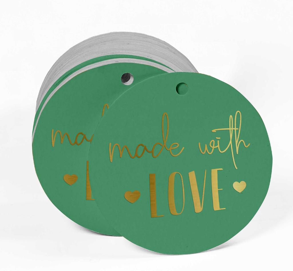 Inkdotpot Pack Of 100 Real Gold Foil Paper Tags Made With Love Text Favor Hang