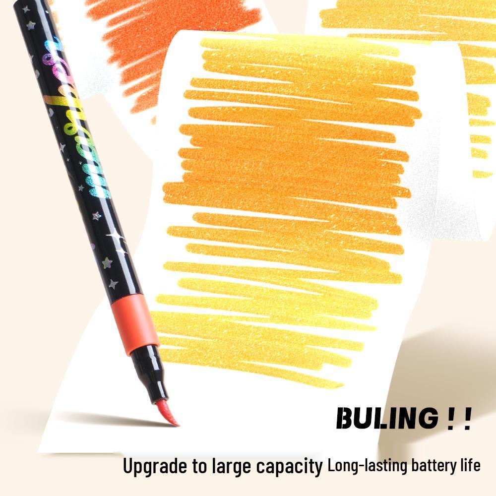 Echter Farbe Glitzer Filzstift für Grundschule & Kindergarten Kunst – Wasserbasierter Glanz.