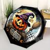 Halloween Decorative Plate with Witch Hat PumpkinDesignUmbrella, Portable 3-Fold Compact Umbrella for Men & Women Gift