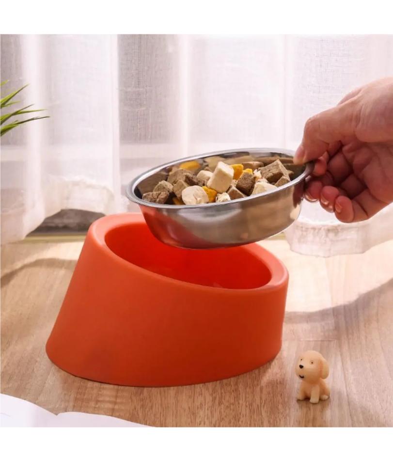 Anti Rollover Dog Feeder New Anti Overturning Large Capacity Neck Protection Bowl Durable Stainless Steel Cat Bowl