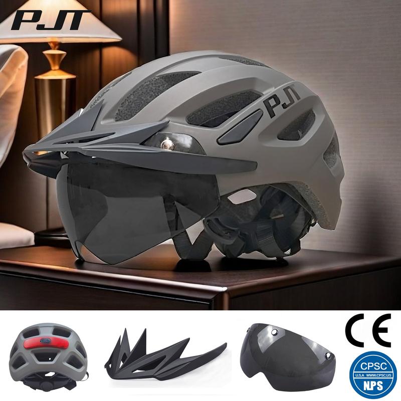 PJT Nowy LEDowy Kask Rowerowy Z Wizjerem Przeciwsłonecznym Ładowalny LED Męski Kask Rowerowy Osłona Przeciwsłoneczna Kaski Rowerowe Drogowe MTB
