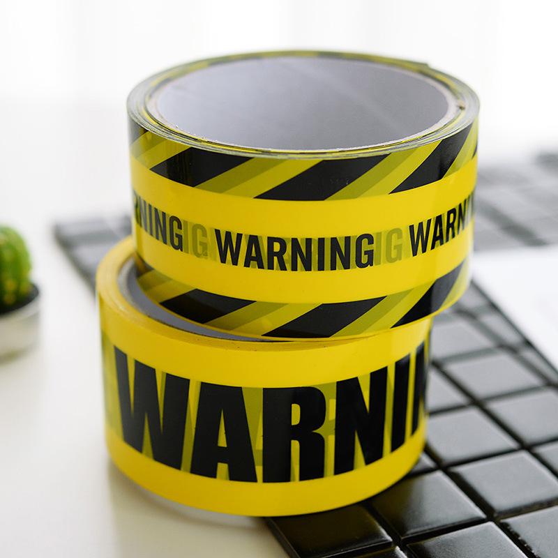 Large Roll Warning Tape - Black Text on Yellow Background, 4.8CM Wide, 25M Long