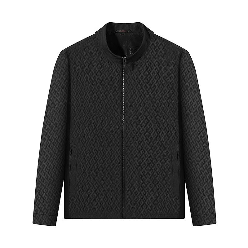 Qipai Herren Stehkragen Allover-Print Freizeitjacke