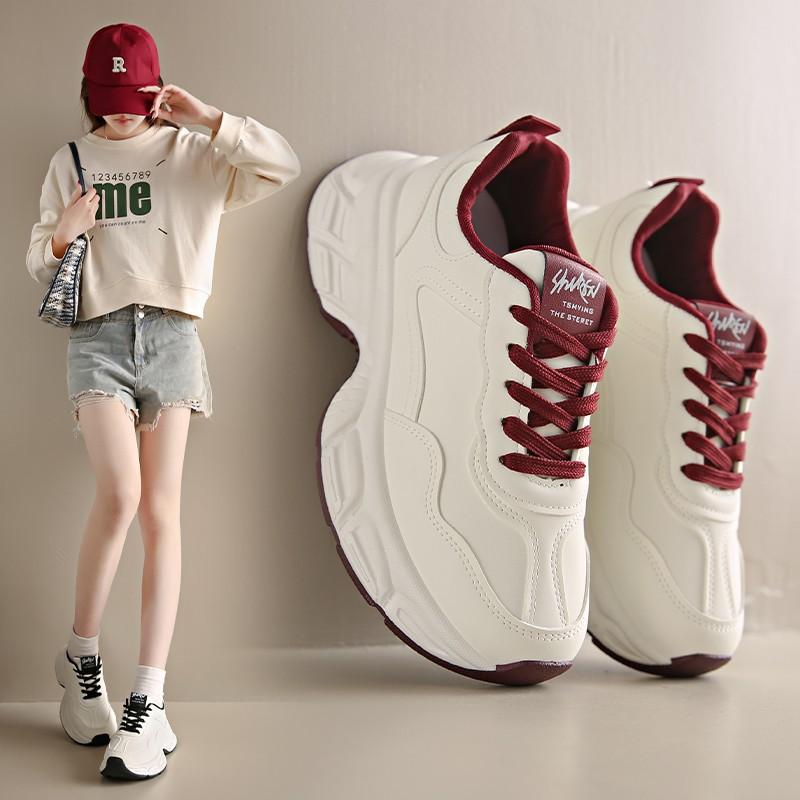 

Red thick-soled heightening dad shoes women s 2025 new spring small versatile sports shoes casual little white shoes 35 красный