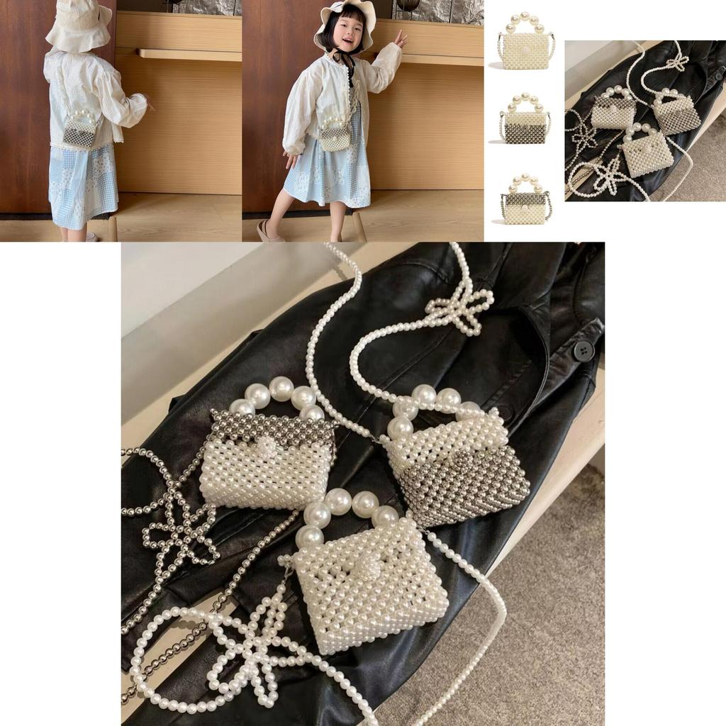 Stylish Pearl Childrens Crossbody Bag With Color Block Design For Kids Summer Fashion