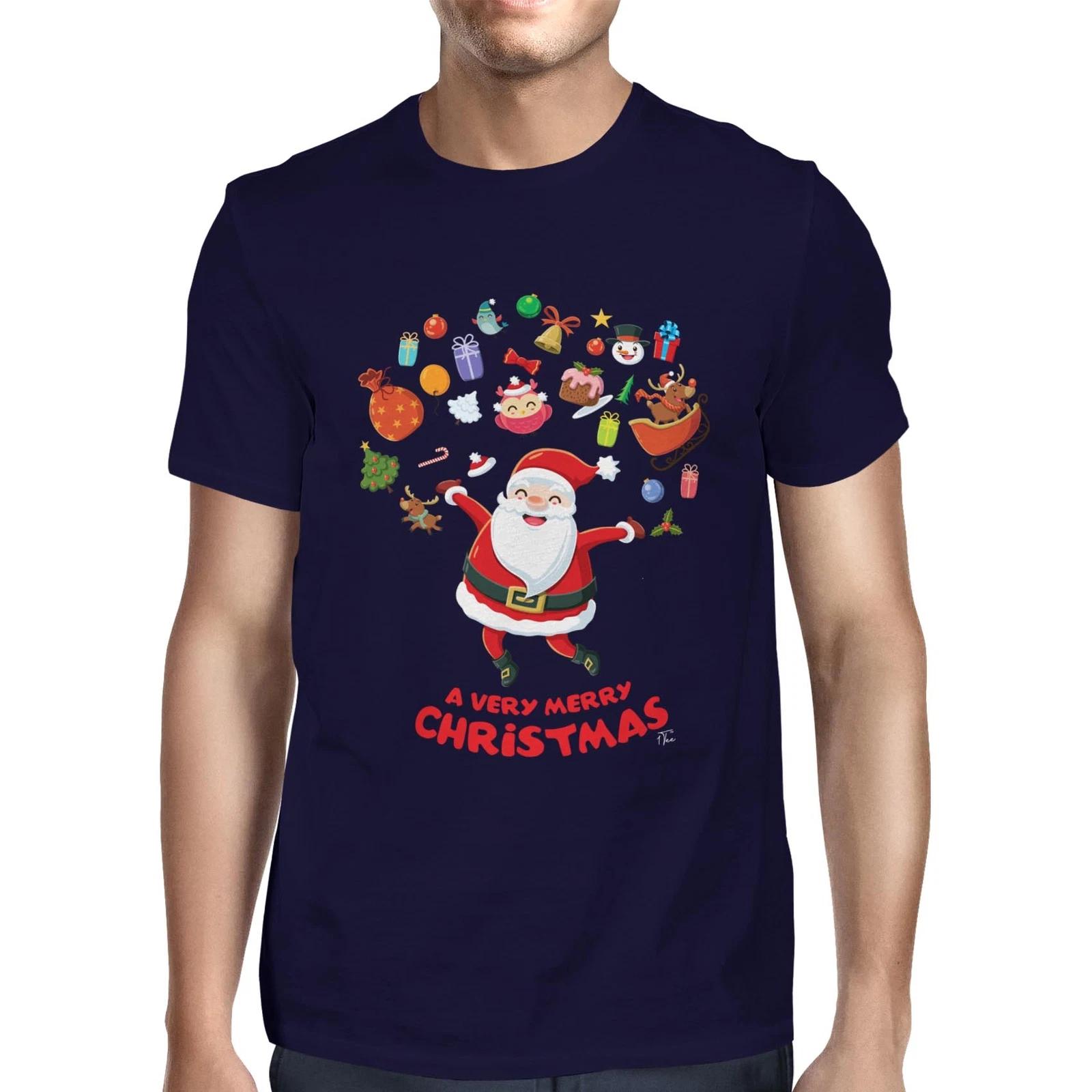 1Tee Mens Merry Christmas Father Christmas Surrounded by Favourites T-Shirt XL