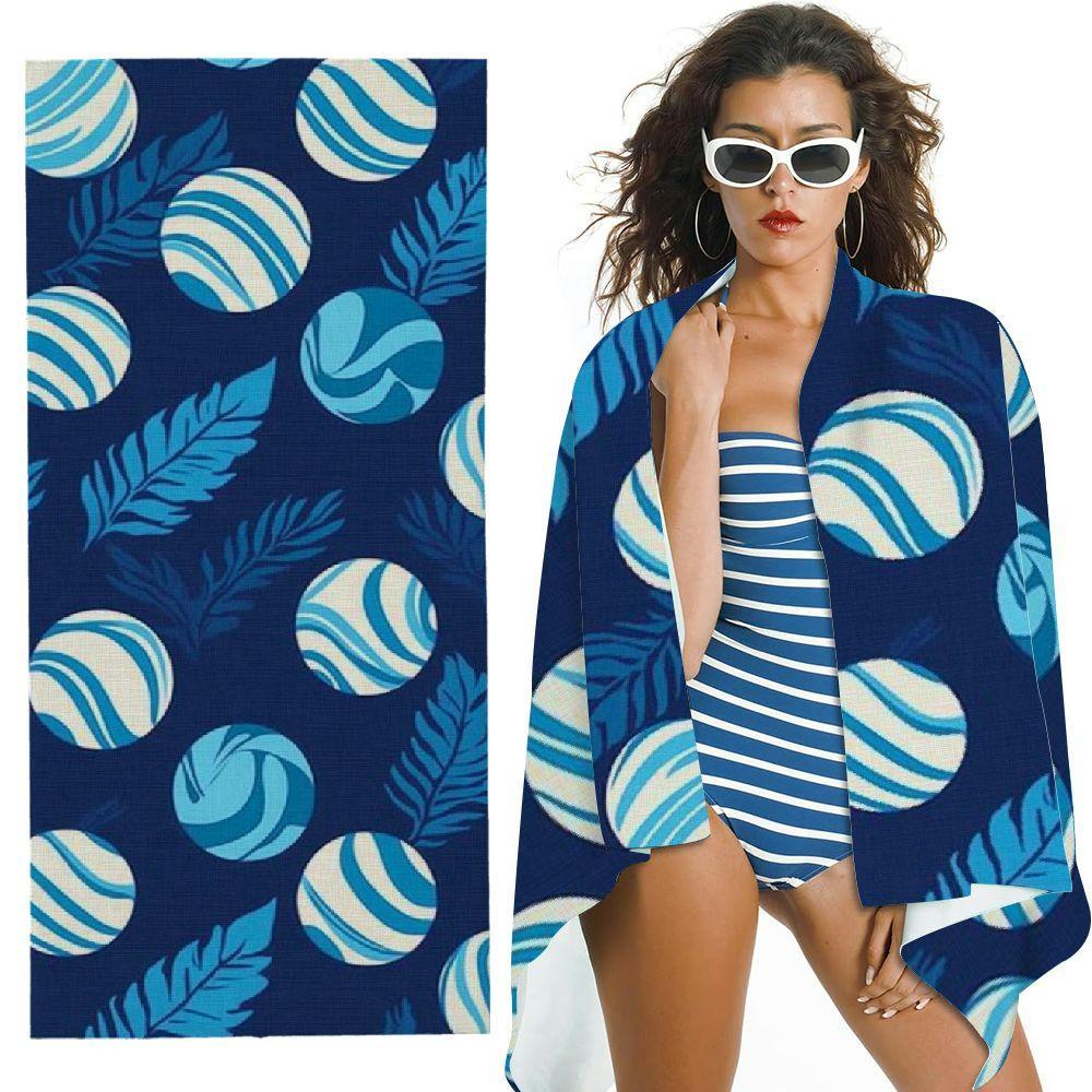 1pc Modern Style Blue Volleyball Print Beach Towel, Quick Drying Super Absorbent Towel Fashion Blanket for Swimming, Camping, Traveling