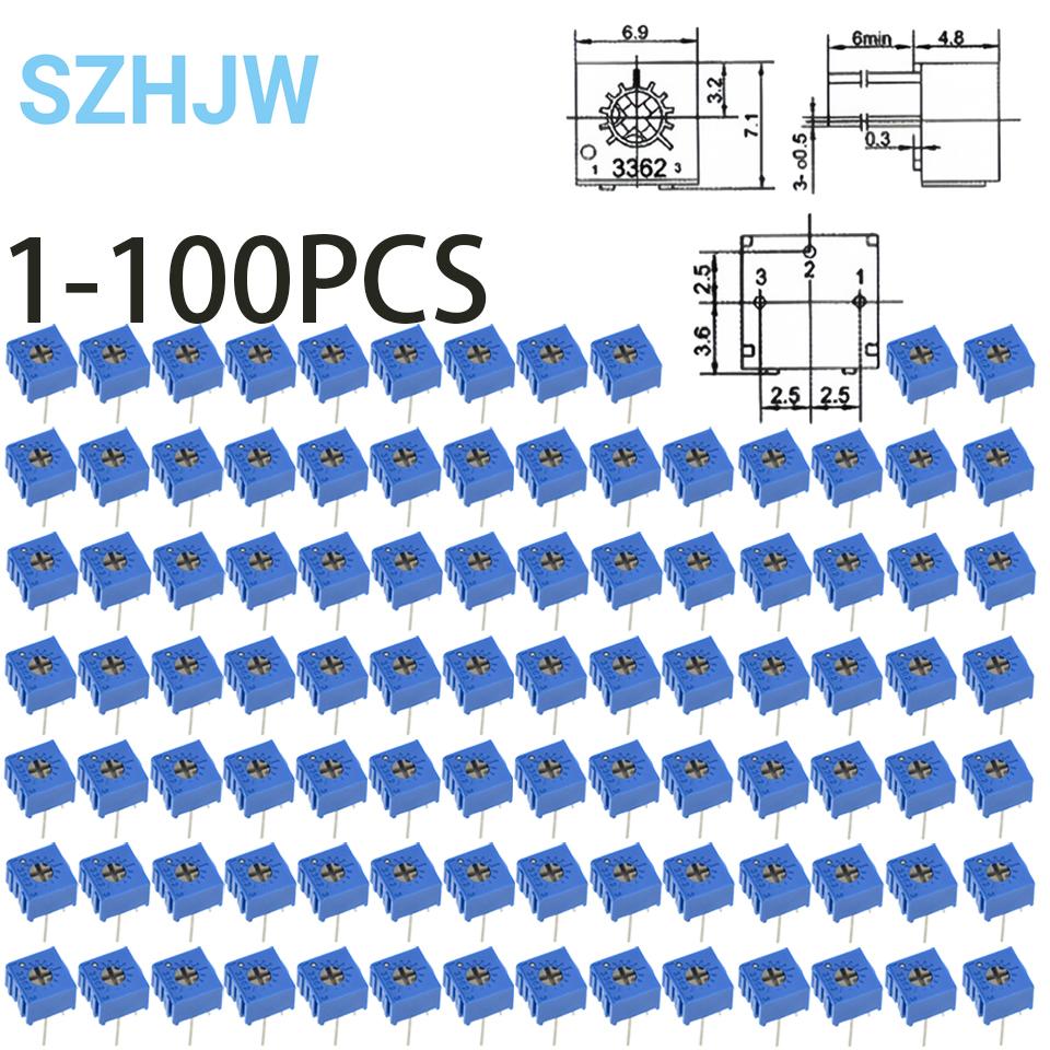 

100pcs 3362P series resistance 101 201 501 102 202 502 103 Trimpo Trimmer Potentiometer 3362 500R 1K 2K 5K 10K 20K 50K 100K (as the picture,1PCS)