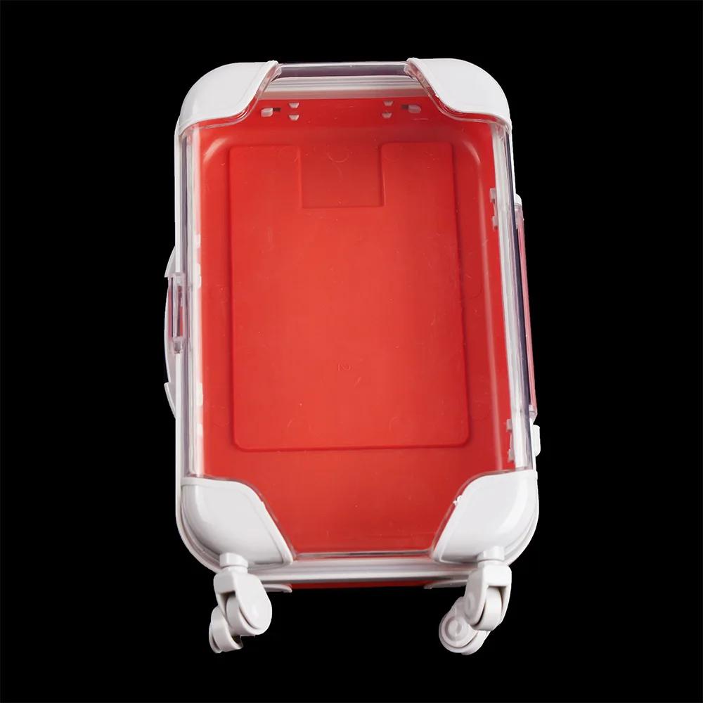 1PC Mini Trolley Luggage For Storing Doll Clothes Shoes Jewelry Cute Plastic Small Suitcase Box Dollhouse Decoration Accessories