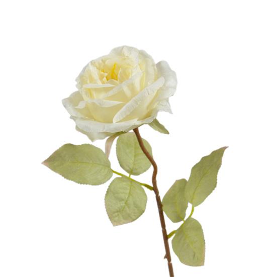 Искусственный цветок Яркий внешний вид Садоводство Яркий элегантный искусственный цветок розы с листьями белый