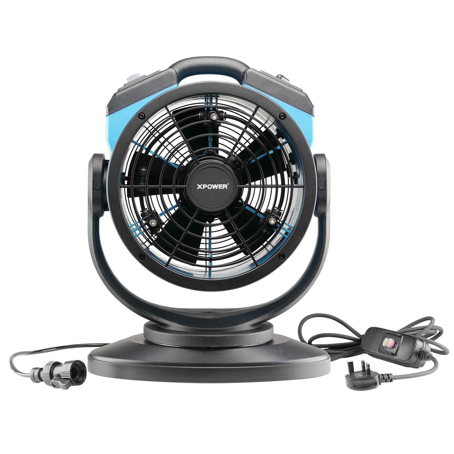 

XPOWER FM-68 Вентилятор для распыления воздуха с питанием от персонального воздушного охлаждения, вращающийся на 360 градусов, для домашнего офиса, кемпинга, путешествий, рабочих площадок UK синий