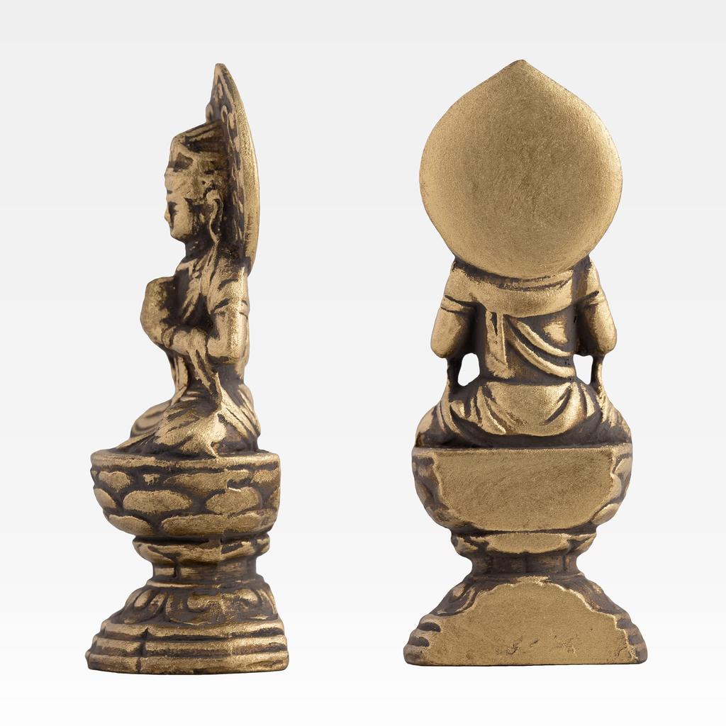 Buddhist statue Seishi Bodhisattva (small, 6.8cm, antique gold) by sculptor Keishu Watanabe. Original model (born in the year of the horse). Zodiac