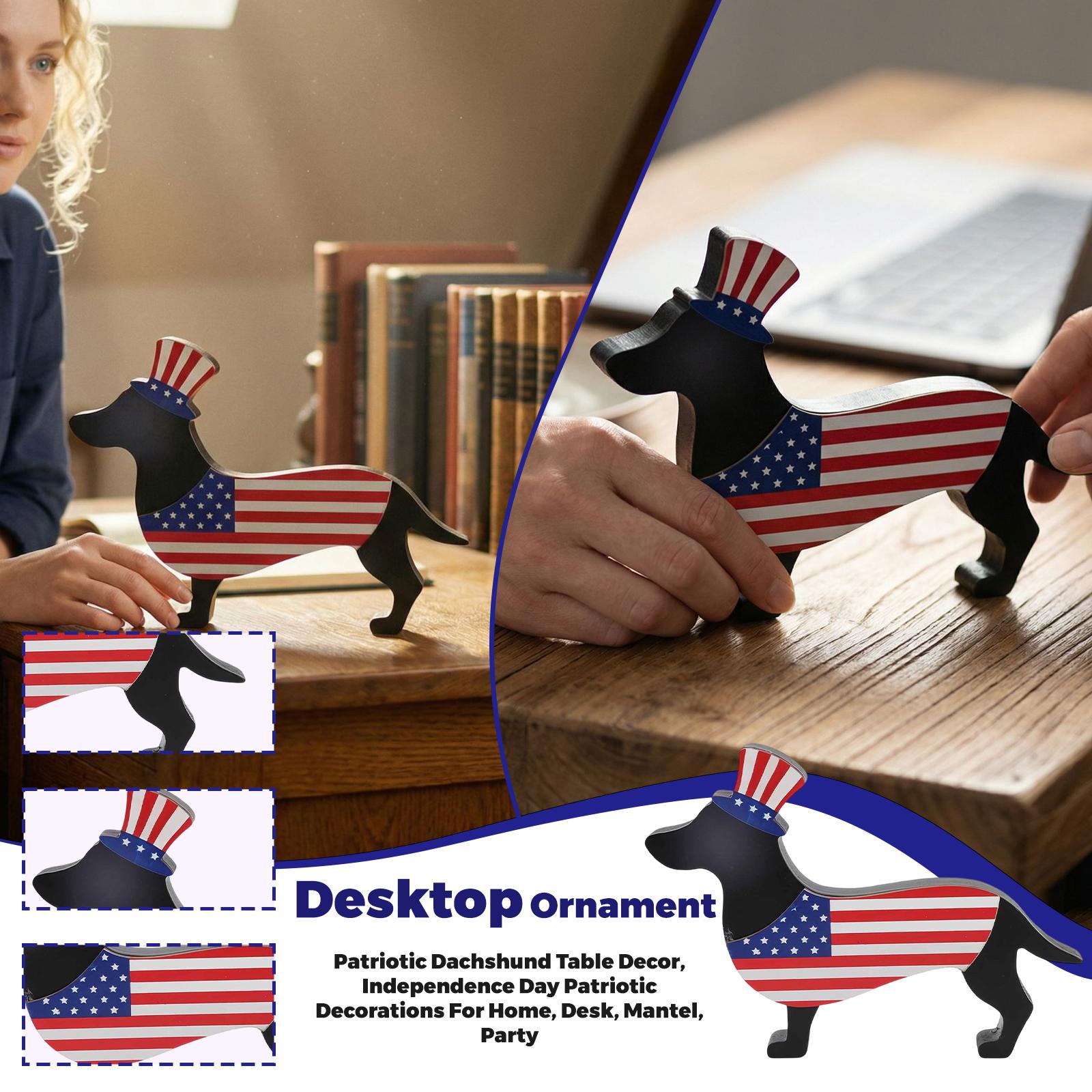 

Patriotic Dachshund Table Decor, Independence Day Patriotic Decorations For Home, Desk, Mantel, Party One Size