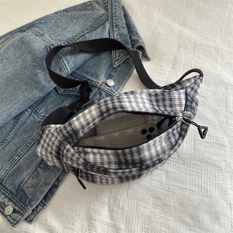 Bag Women's Fresh and Lightweight Plaid Breast Bag Japanese Ins Cute Casual Versatile Messenger Bag Mori Girl Fanny Pack