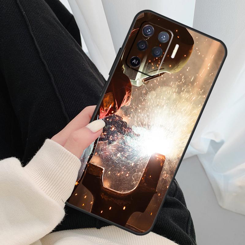 Schweißer Schweißen Heißer Metall Arbeiter Fall Für Oppo A17 A57 A77 A40 A78 A54 A74 A94 A76 A16 A96 A18 a60 A80 A38 A58 A98 A15 A5 Pro