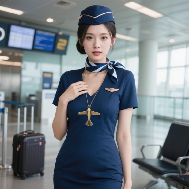 Airplanes Necklace Flight Attendant Costume Accessories Airplanes Pendant Necklace with Chain Flight Attendant Necklace
