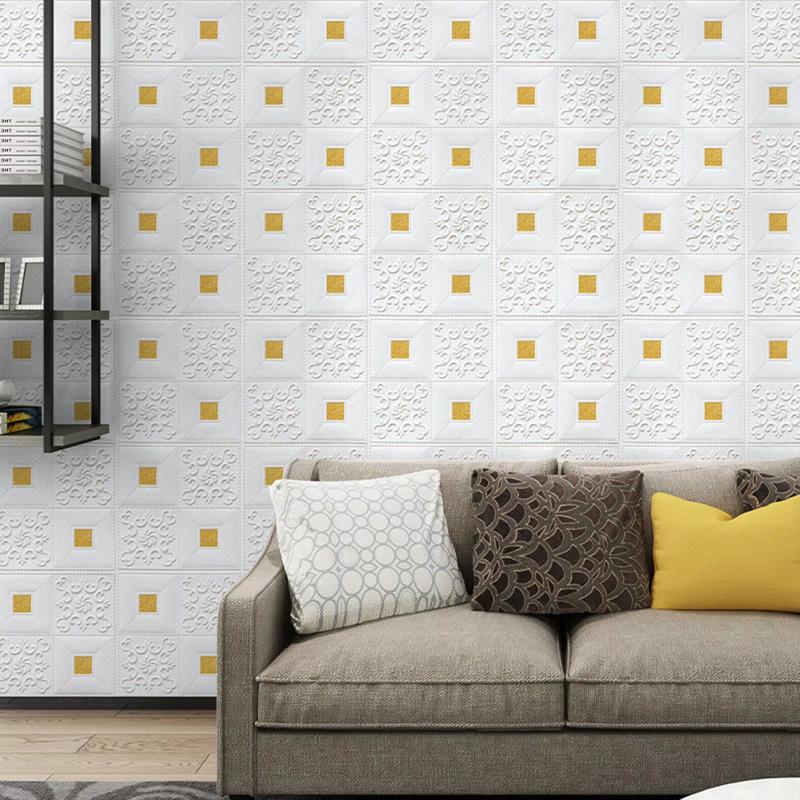 70cmx10m 3D Self-Adhesive Wallpaper Continuous Waterproof Brick Wall Stickers Living Room Bedroom Children's Room Decoration