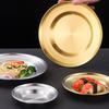 Round Kitchen Bar Tableware Cake And Fruit Snack Salad Plate Kitchen Accessories Stainless Steel Plate Camping Picnic Plate