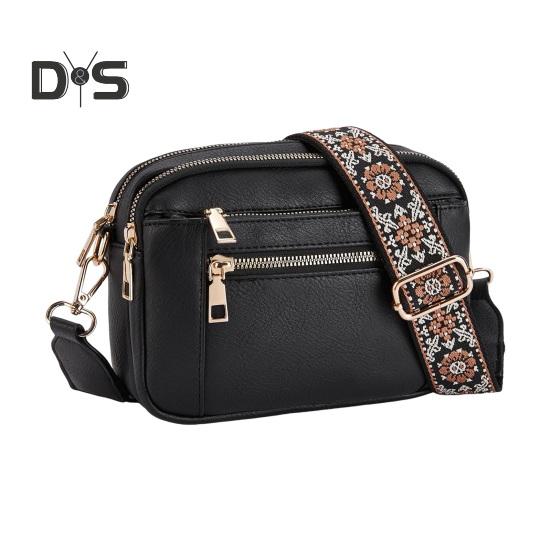 

Женская сумка через плечо из искусственной кожи, маленькая сумка через плечо с регулируемым ремешком, сумка через плечо для ежедневных поездок на работу Black