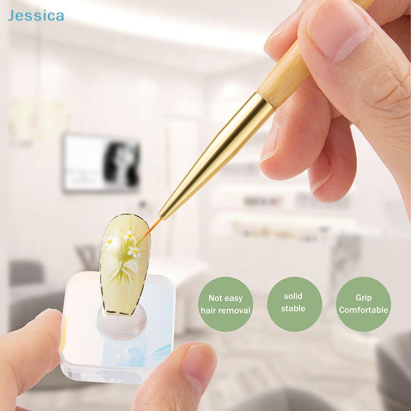 Dual-End Nail Art Brush Set - Bamboo Handle Nail Art Tools For Coloring Lining Nail Extension