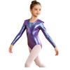 Kids Halloween Alien Leotard Metallic Long Sleeve Cutout Back Bodysuit for Dance Gymnastics Theme Party Performance
