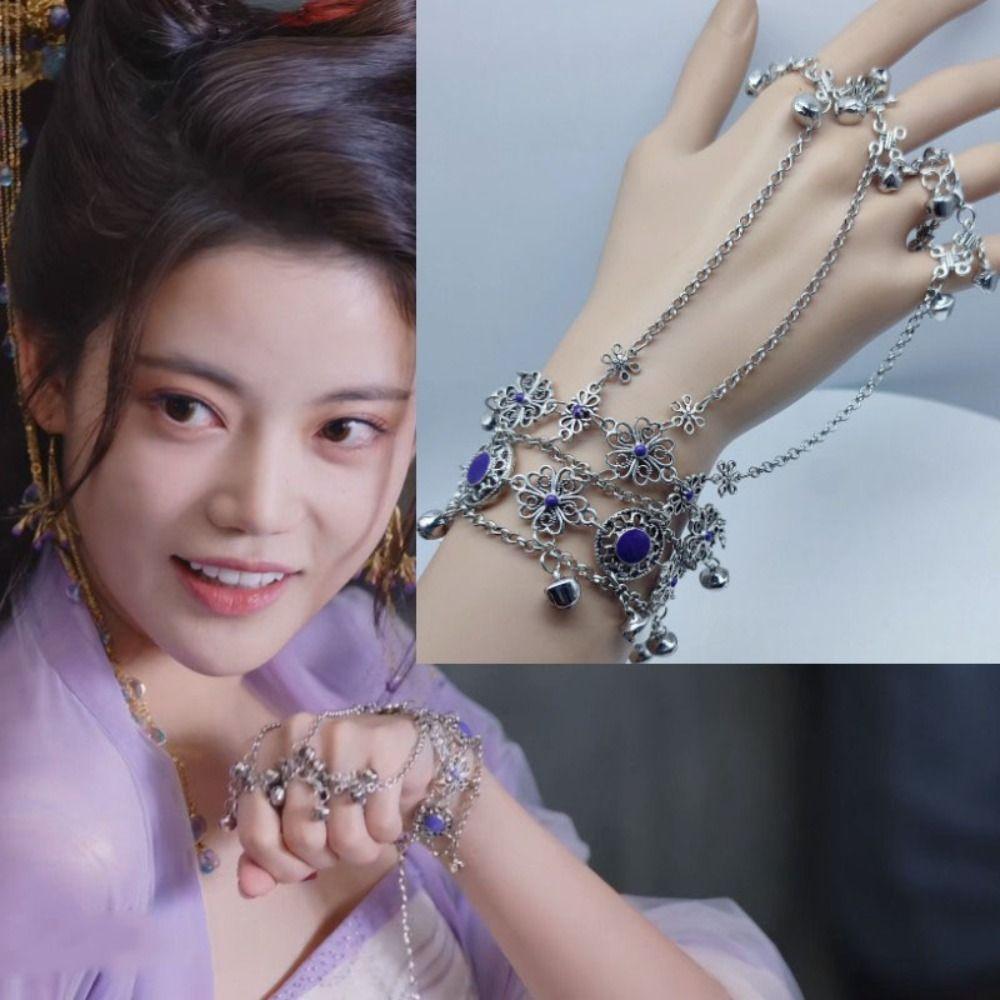 Flower Bell Bracelet Silver Color Hand Chain Adjustable Vintage Bracelet  Ladies