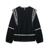 TAOP&ZA Women's Ethnic Style Ruffle Sleeve Embroidered Shirt