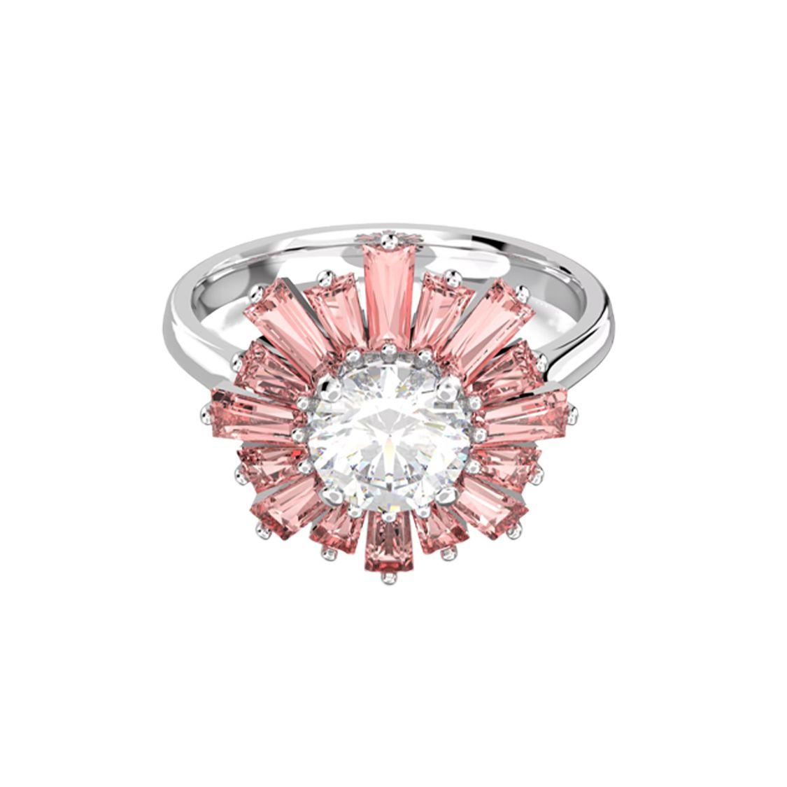 Swarovski Sunshine Mixed Cut Sun Rhodium Plated Cubic Zirconia Ring Women ring Pink 5642973 50