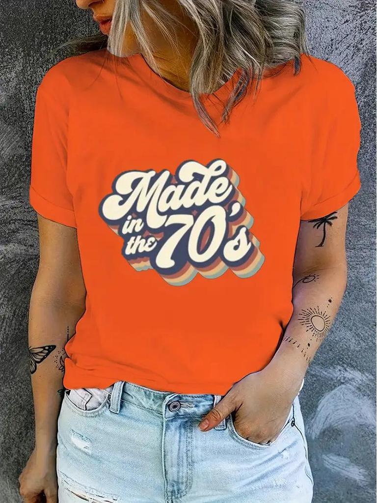 Women's Sweet Print Letter Short Sleeve Tops - New Arrival