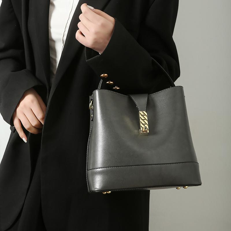 

Красная сумка-ведро Advanced Sense большой емкости с текстурой из масляной вощеной кожи, свадебная сумка, дизайнерская сумка через плечо высокого качества (20cm<Max Length<30cm)