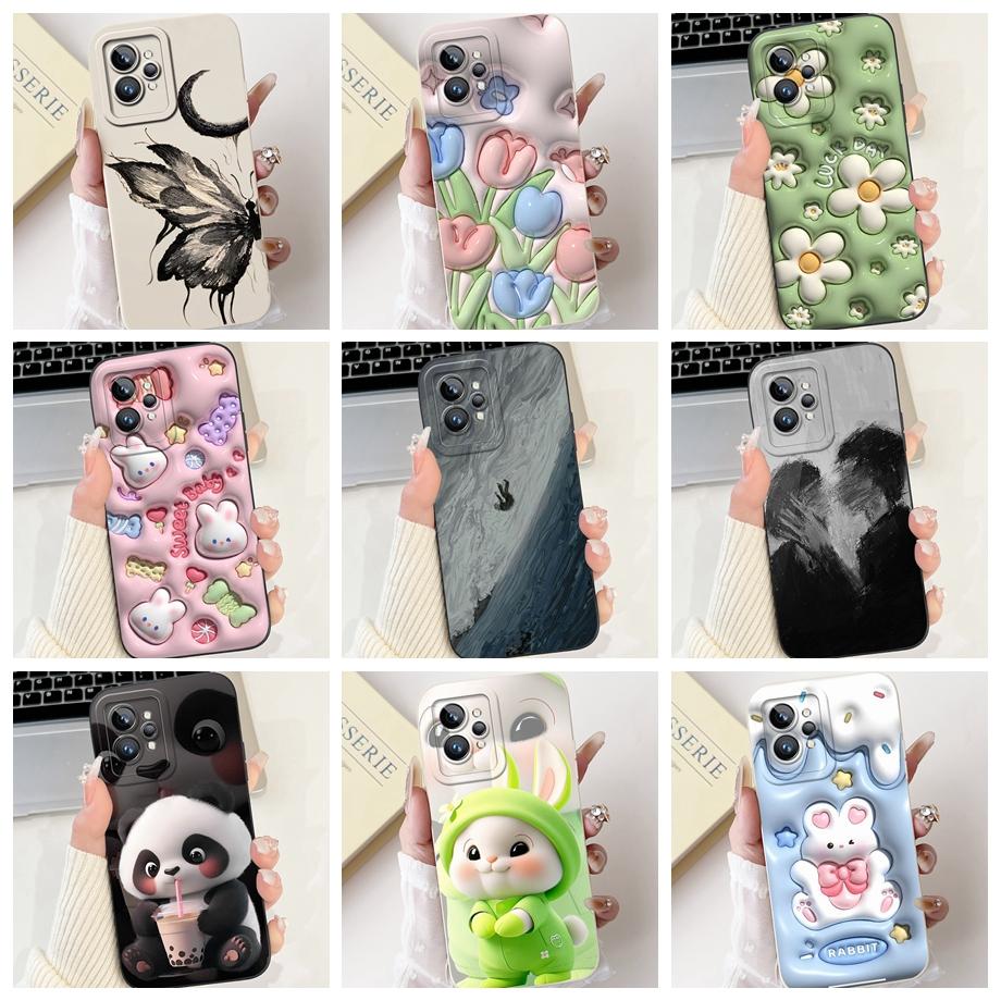 For Realme GT2 Pro Realme GT7 Pro Phone Case Realme Neo2 GT 2 Fundas Liquid Silicone Soft Back Cover Rabbit Panda Flower Capa
