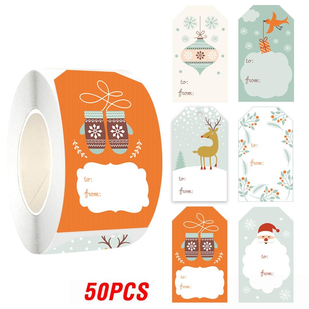50-250Pcs Brand new High-Quality Merry High-Quality Christmas High-Quality Stickers High-Quality Rectangle High-Quality Christmas High-Quality Gift