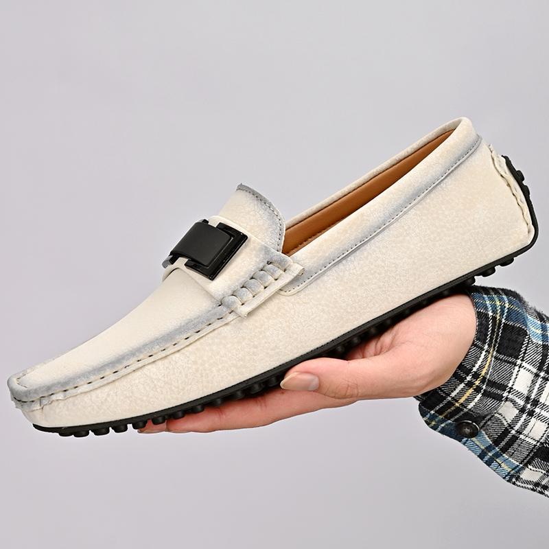 Brand Genuine Leather Men Casual Shoe Luxury Mens Loafers Moccasins Breathable Slip On Versatile Design Driving Shoes Summer