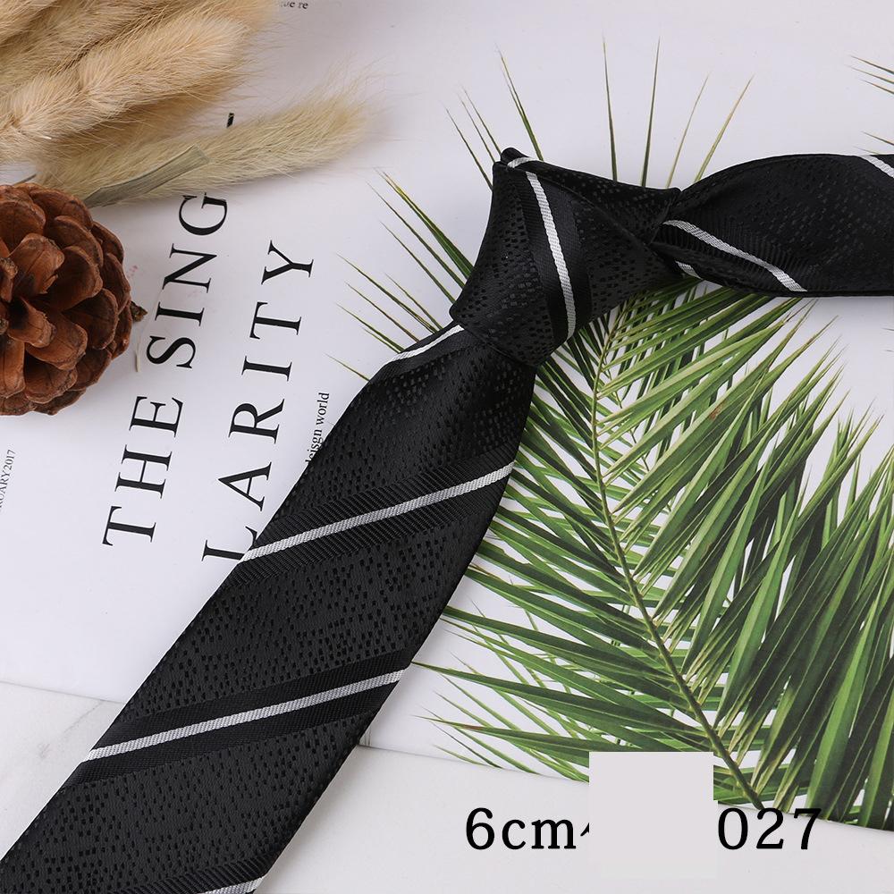 Men's Trend Business Casual Narrow 6cm Polyester Jacquard Tie Solid Color Striped Tie