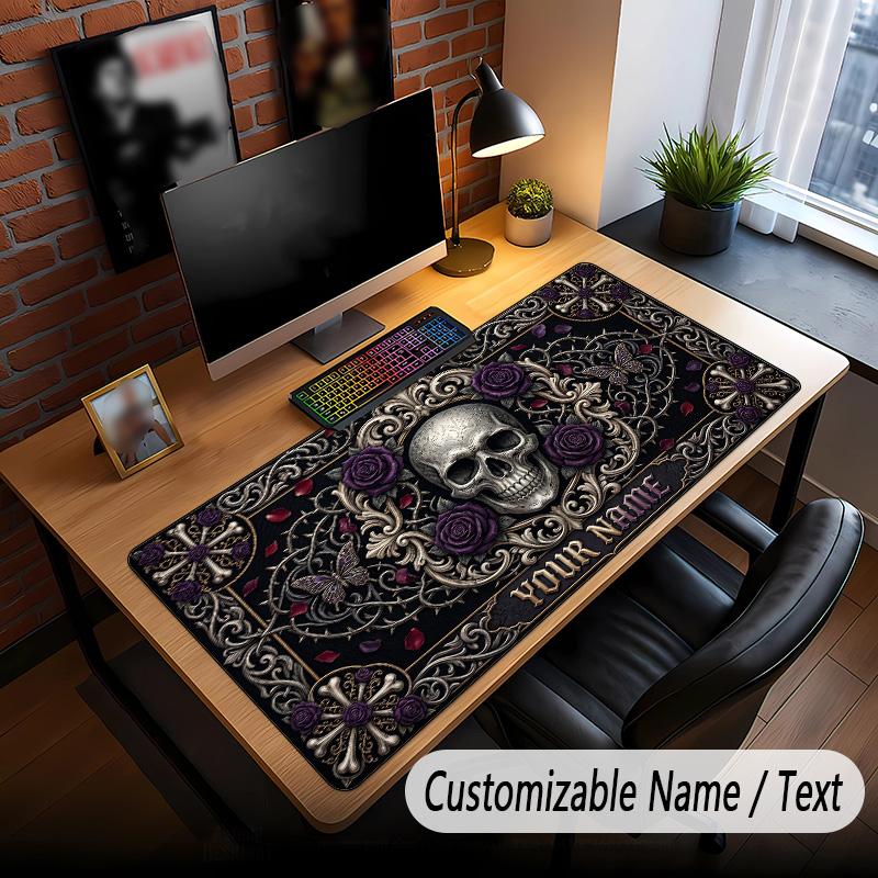 Tema Gótico Caveira Mouse Pad Personalizado Com Nome Texto Personalizado Tapete de Mesa Para Escritório Decoração de Casa