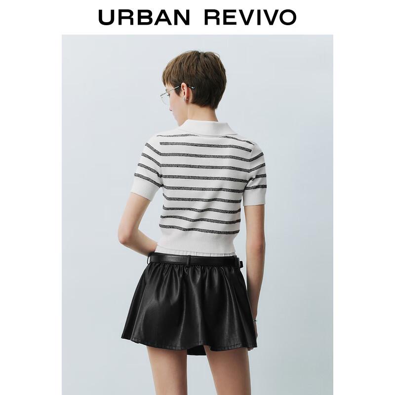 UR Women's Color-block Striped Polo Knit Top