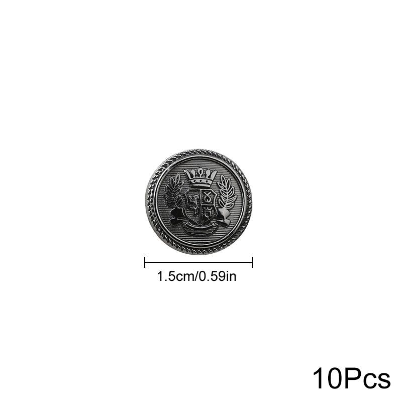 

10 шт. сплава, узор короны для одежды, аксессуары для одежды, декоративные пуговицы, кнопки для шитья, стиль колледжа, ремесло 15mm чёрный