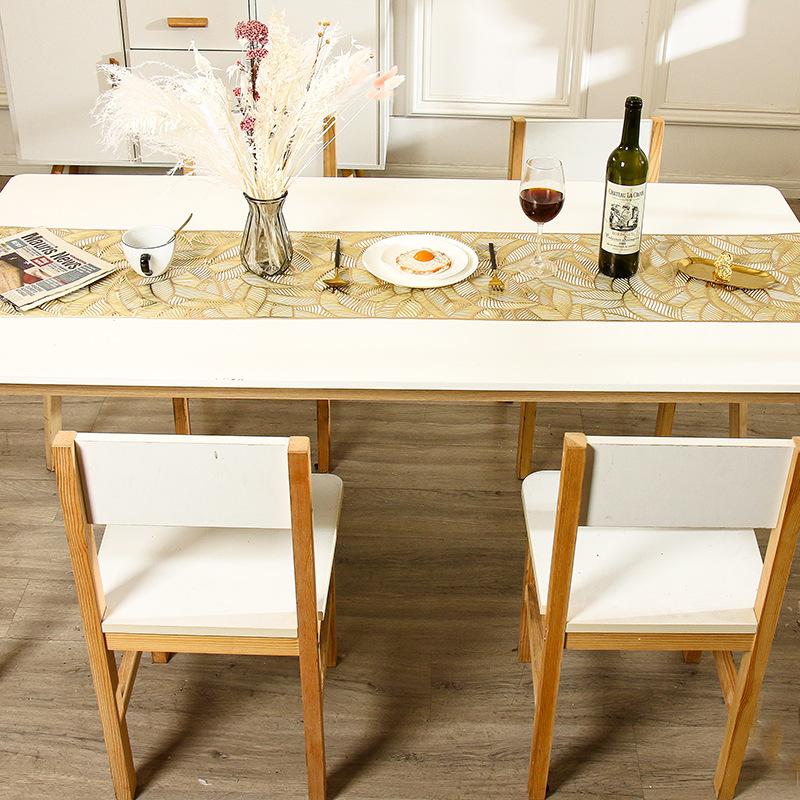 Bronzing PVC Table Runner 35*180cm Leaf Hollow Anti-slip Heat Insulation Dinning Table Mat Home Hotel Tablecloth Decoration