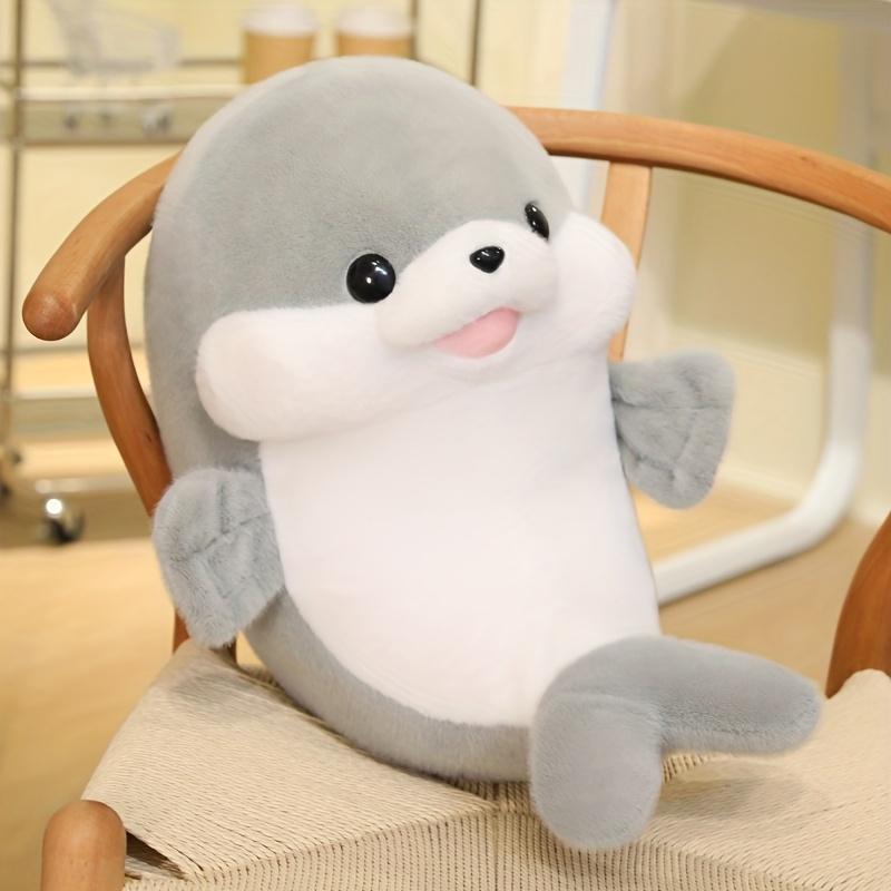 

1PC Soft Huggable Stuffed Doll, Suitable for Aquarium Theme Gifts, Comfortable Lying Seal Design, сірий колір