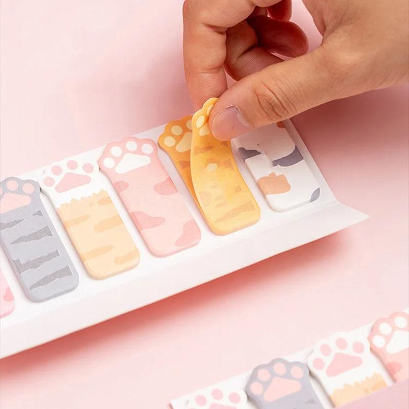 1 Piece Kawaii Stationery Cartoon Cat Paw Memo Pad Bookmark Flags Index Tab Sticky Notes Label Paper Stickers