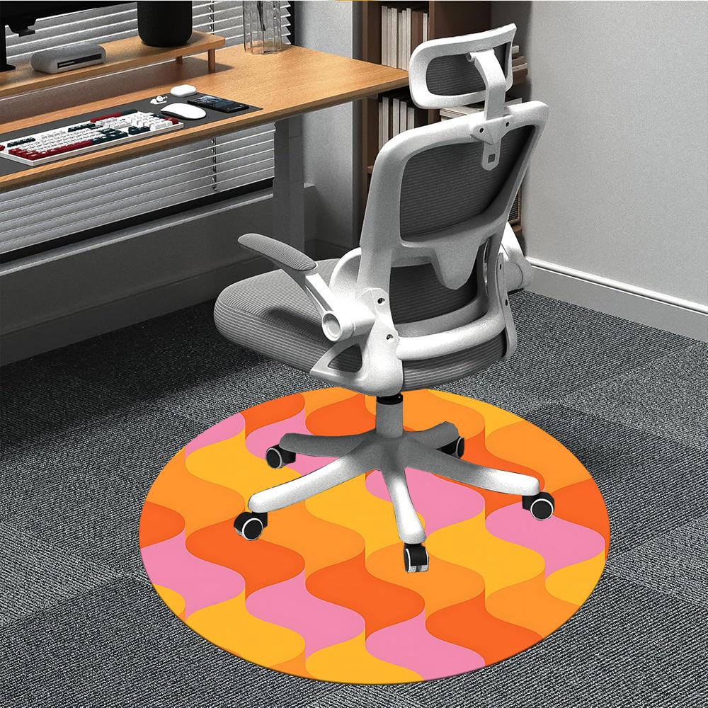 1pc Wavy Colors Office Round Area Rug, Indoor Mat Suitable For Office, Under Office Chairs Bedroom Living Room Home Decor, Room Deco