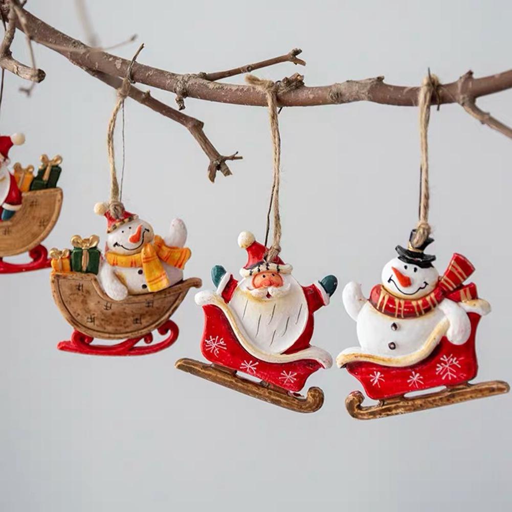 CMHI-Christmas Snowman Santa Claus Resin Small Pendant Hanging Organs European Vintage Christmas Tree Decoration Cute Charm