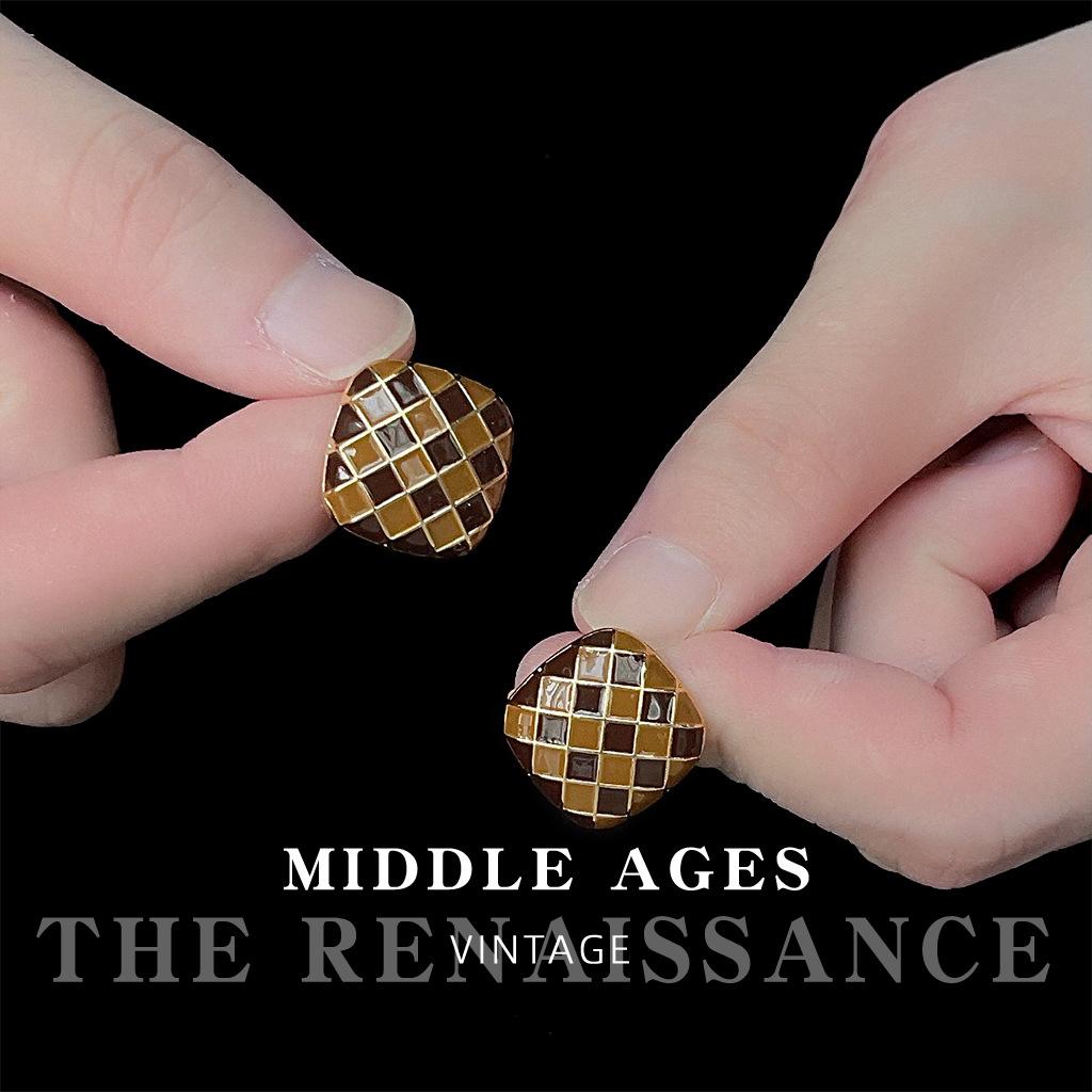 Винтажные ретро клетчатые серьги-гвоздики Vinta Maillard серьги в стиле эмалированного капельного порта серьги серьги