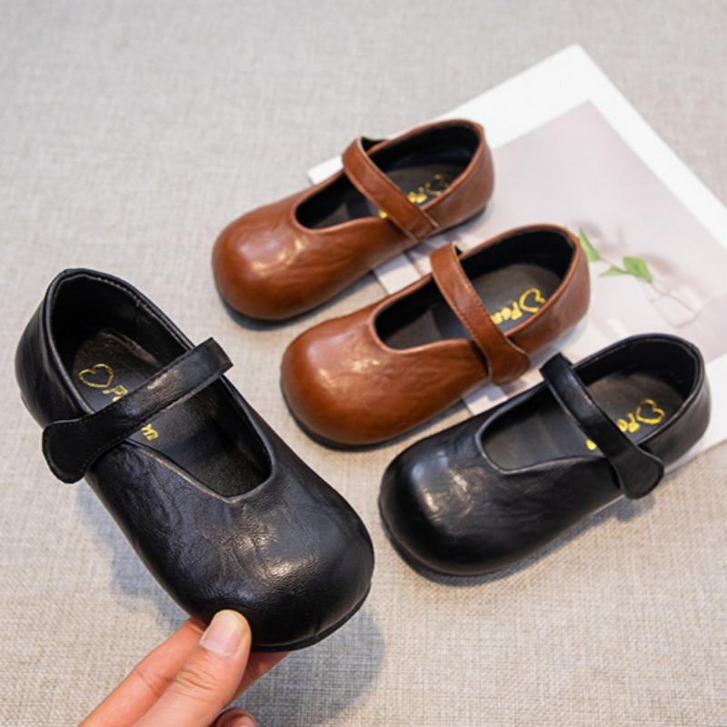 Spring Girls' Leather Shoes Korean Style Fashionable Princess Shoes Soft Sole Toe Shoes Fashionable All-match Shoes