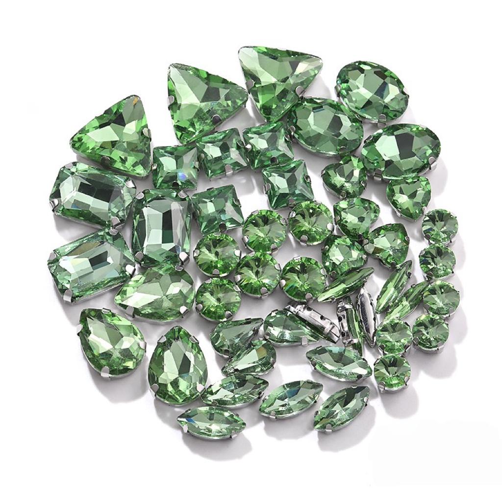 Factory Hot Sale Rhinestones Popular Colors Mix Shapes Sew On Rhinestones Claw Glass Rhinestones for Wedding Dress