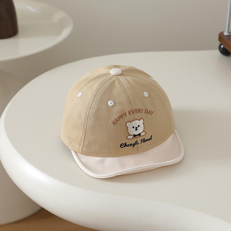 Unisex Dziecięca Miękka Czapka Baseballówka z Daszkiem z Motywem Misia Kreskówkowego do Ochrony przed Słońcem - Wiosna/Lato Styl Koreański